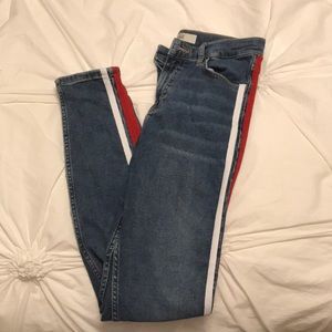 Topshop striped skinny jeans